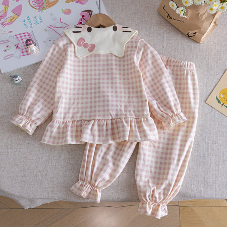 Baby Girls Korean Cartoon Pajama Set Spring Autumn – Pajamas – Image 2