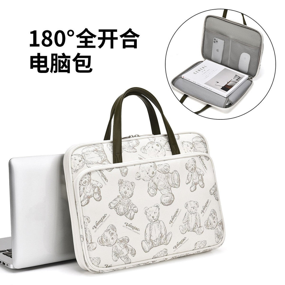 Cartoon Bear Laptop Bag 14 Inch Cute Women Bag