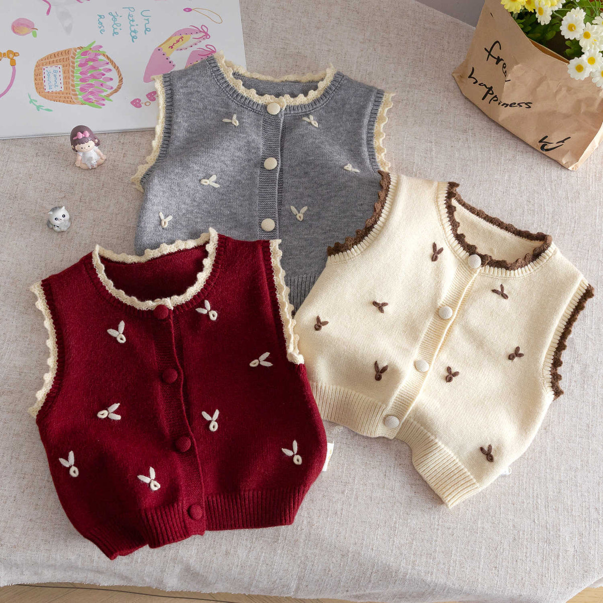 Baby Girls Knitted Vest Outerwear Autumn – Vests – Image 1
