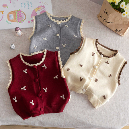 Baby Girls Knitted Vest Outerwear Autumn – Vests – Image 1