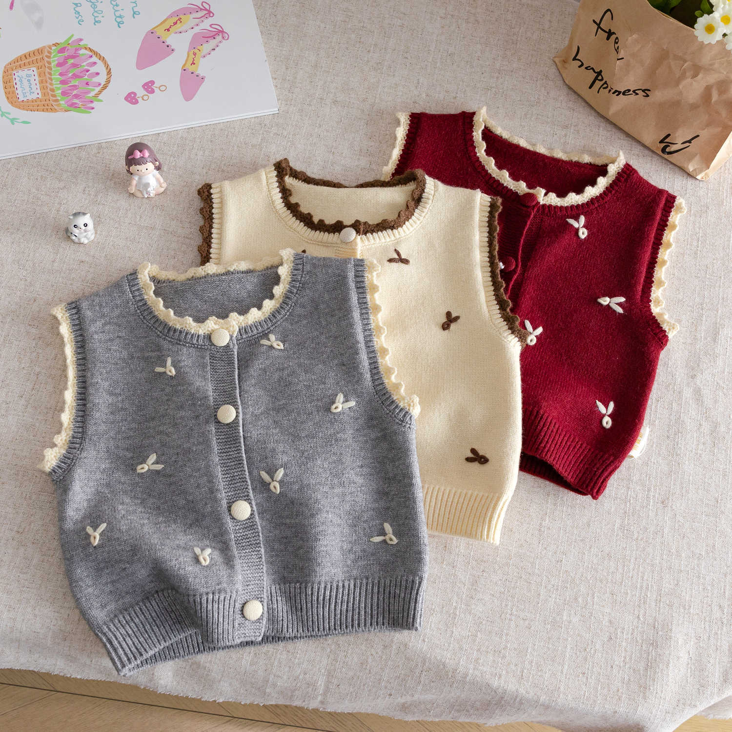 Baby Girls Knitted Vest Outerwear Autumn – Vests – Image 2