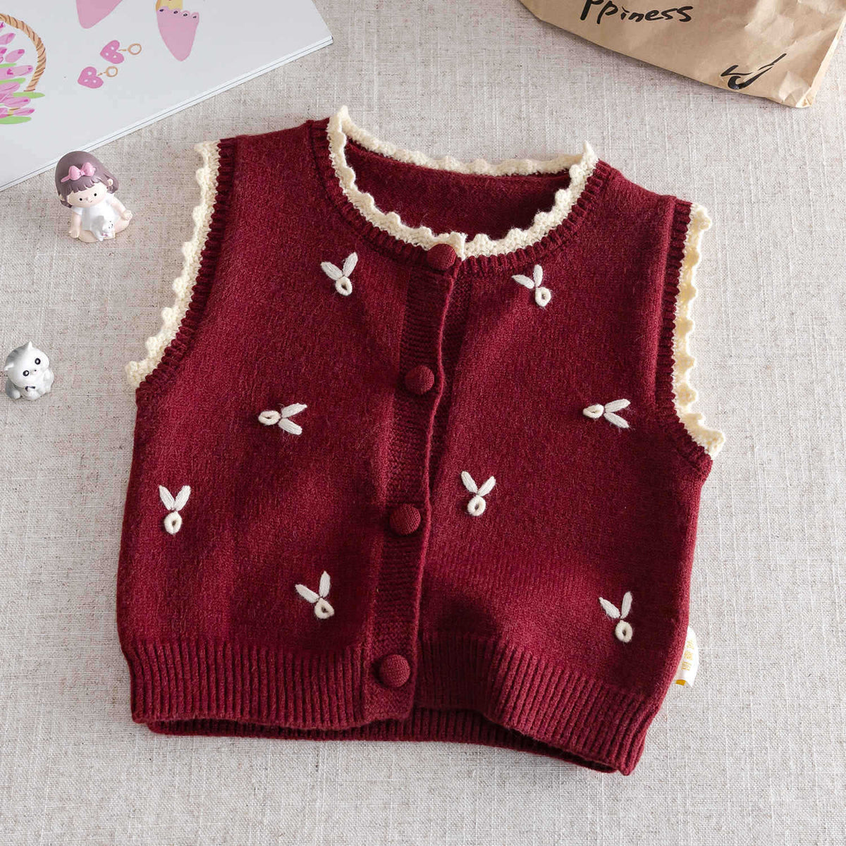 Baby Girls Knitted Vest Outerwear Autumn – Vests – Image 3