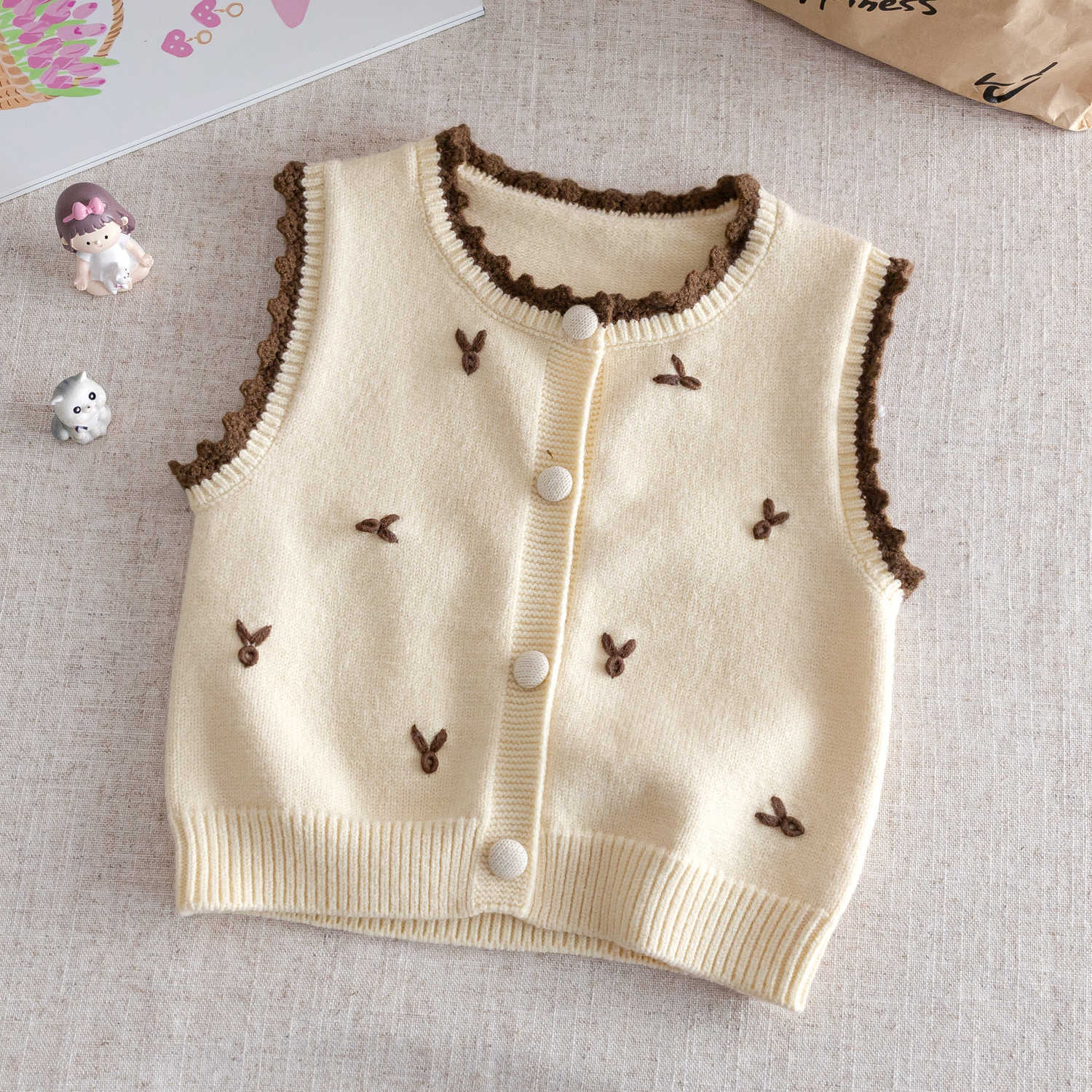Baby Girls Knitted Vest Outerwear Autumn – Vests – Image 4