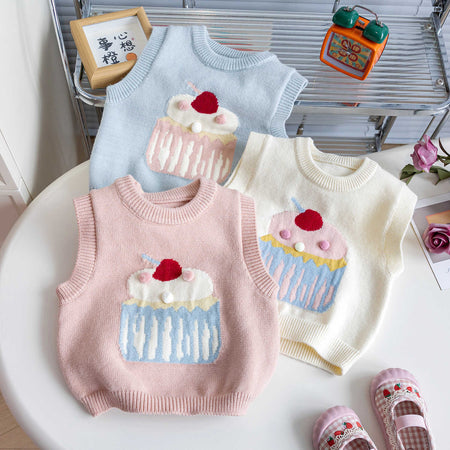 Baby Girls Cartoon Knitted Vest Autumn – Vests – Image 2