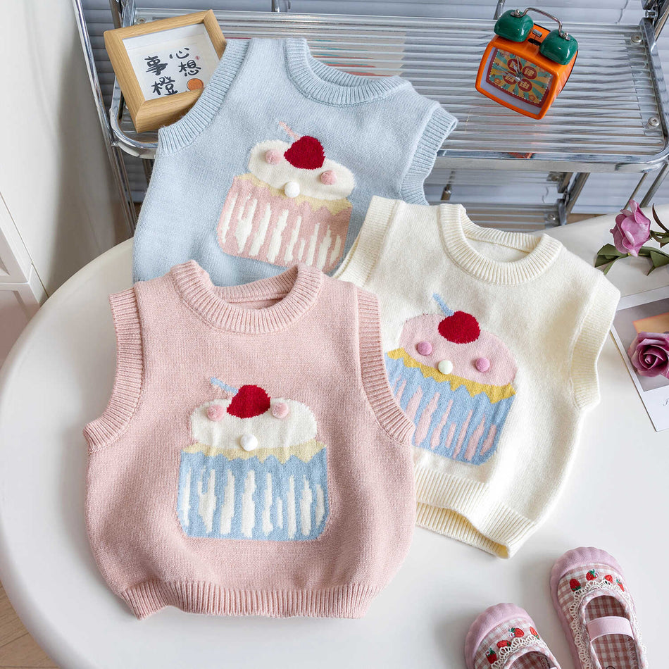 Baby Girls Cartoon Knitted Vest Autumn – Vests – Image 2
