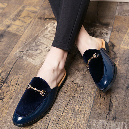 Blue men's formal shoes - leather dress shoes for office and business occasions