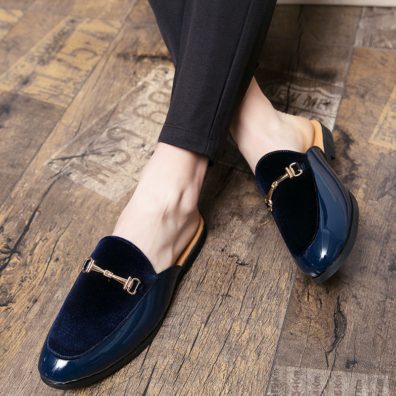Blue men's formal shoes - leather dress shoes for office and business occasions