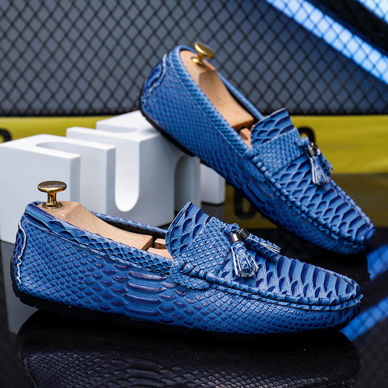 The Serpentine-Luxe – Men’s "Snake-Pattern" Tassel Driving
