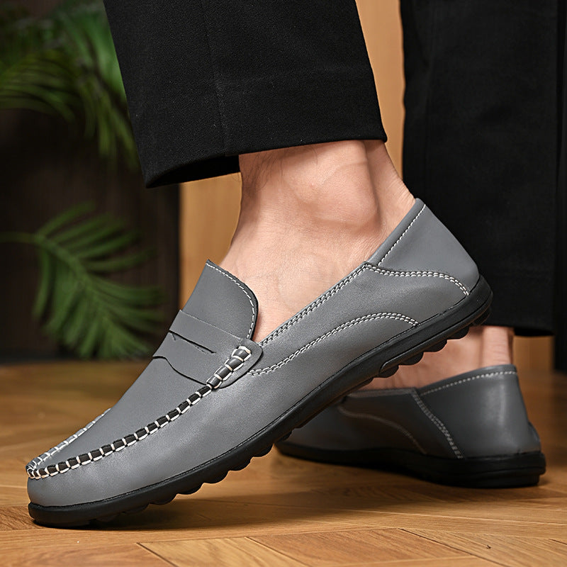 Gray men's formal shoes - leather dress shoes for office and business occasions