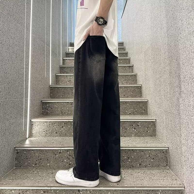 Retro Washed Wide-Leg Jeans – Unisex Street Style