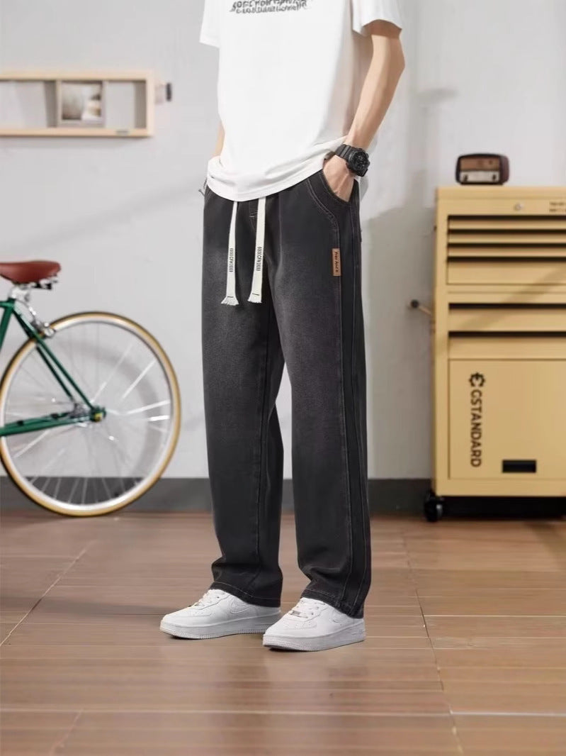 Black【】Xk men's jeans - casual denim trousers with comfortable fit for everyday wear