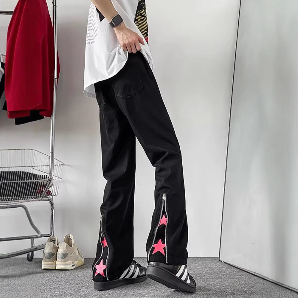 Black【C1070】Ch men's jeans - casual denim trousers with comfortable fit for everyday wear