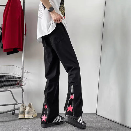 Black【C1070】Ch men's jeans - casual denim trousers with comfortable fit for everyday wear