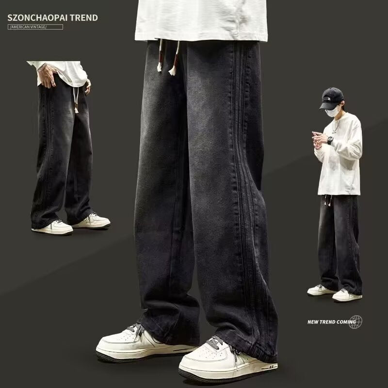 Black【213Xk】 men's jeans - casual denim trousers with comfortable fit for everyday wear