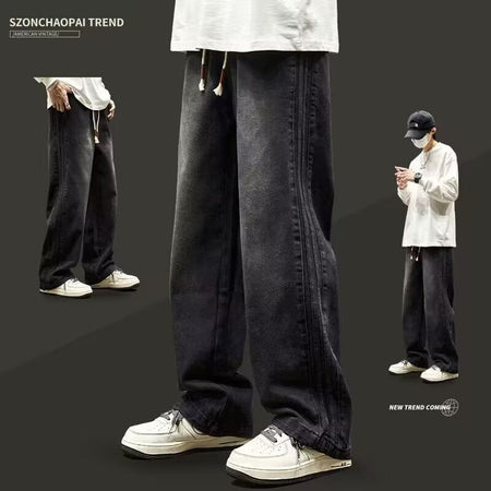 Black【213Xk】 men's jeans - casual denim trousers with comfortable fit for everyday wear