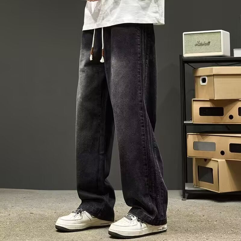 Men’s Black Loose Straight Jeans – Trendy Casual Wear