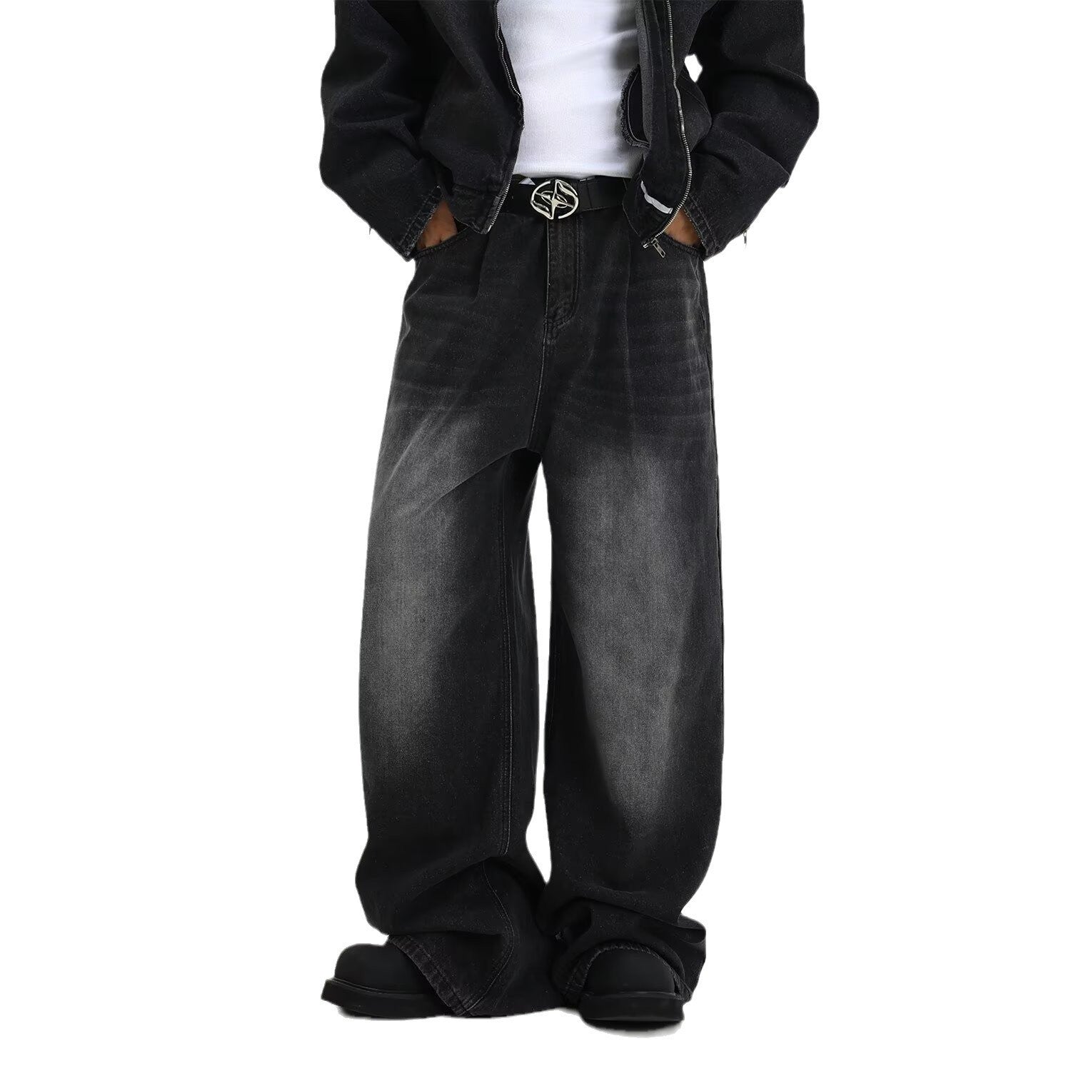 Black【Xk】【T809】 men's jeans - casual denim trousers with comfortable fit for everyday wear