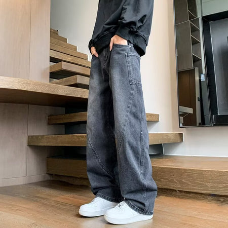 Black【S6026】Ch men's jeans - casual denim trousers with comfortable fit for everyday wear