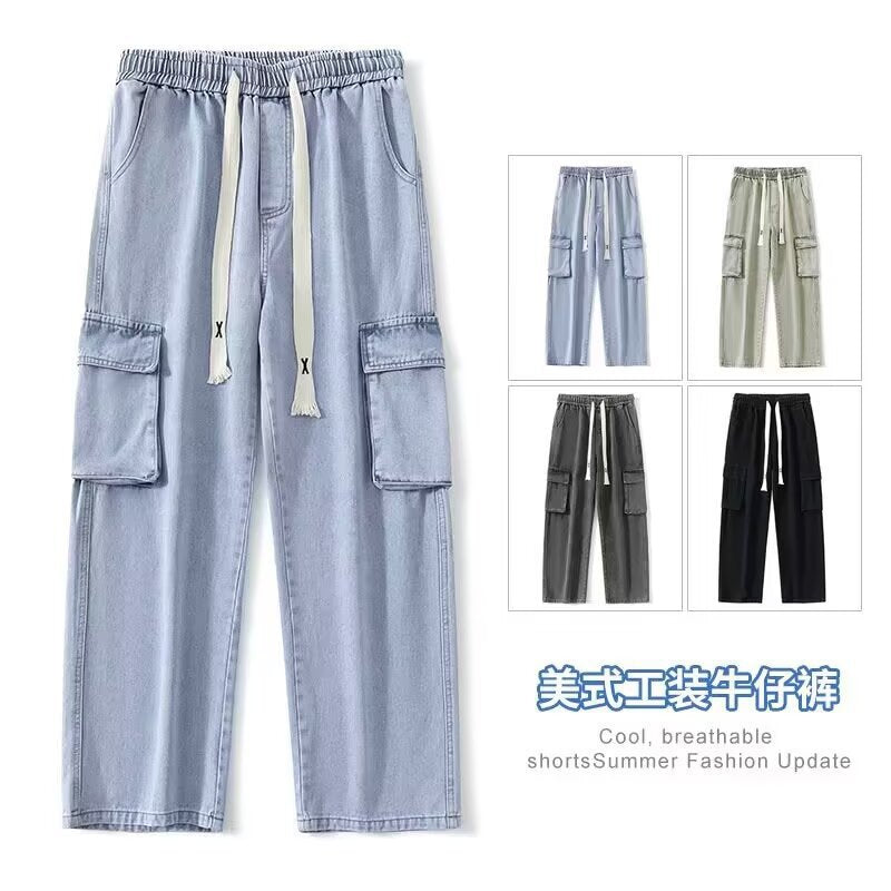 Black【6152Xk】 men's jeans - casual denim trousers with comfortable fit for everyday wear