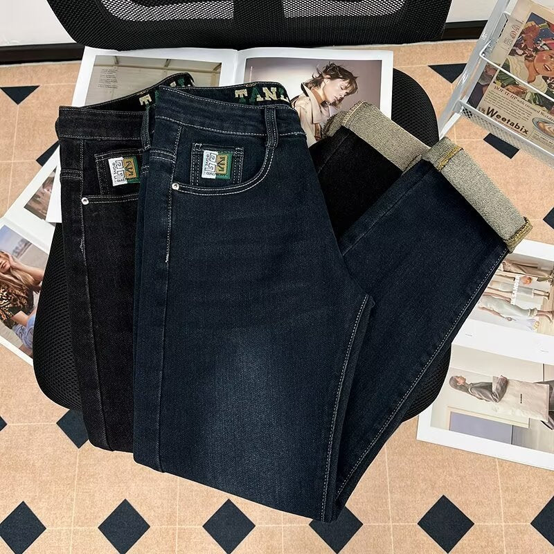 Men’s Slim Elastic Jeans – Trendy Casual Straight Pants