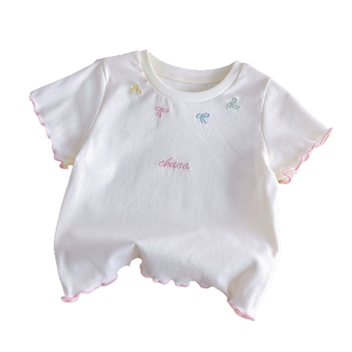 Girls Bow Embroidered T-Shirt – Stylish Summer Top – T-Shirts – Image 5