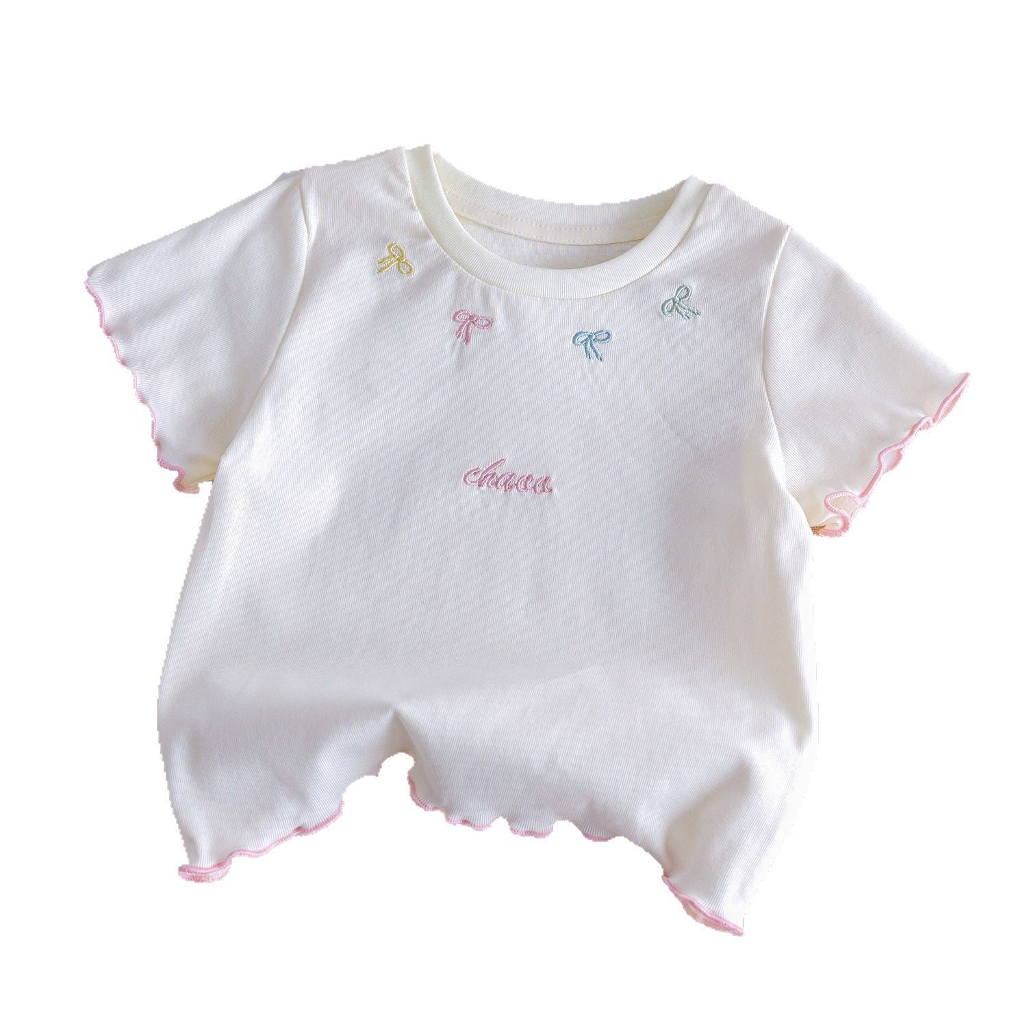 Girls Bow Embroidered T-Shirt – Stylish Summer Top – T-Shirts – Image 5