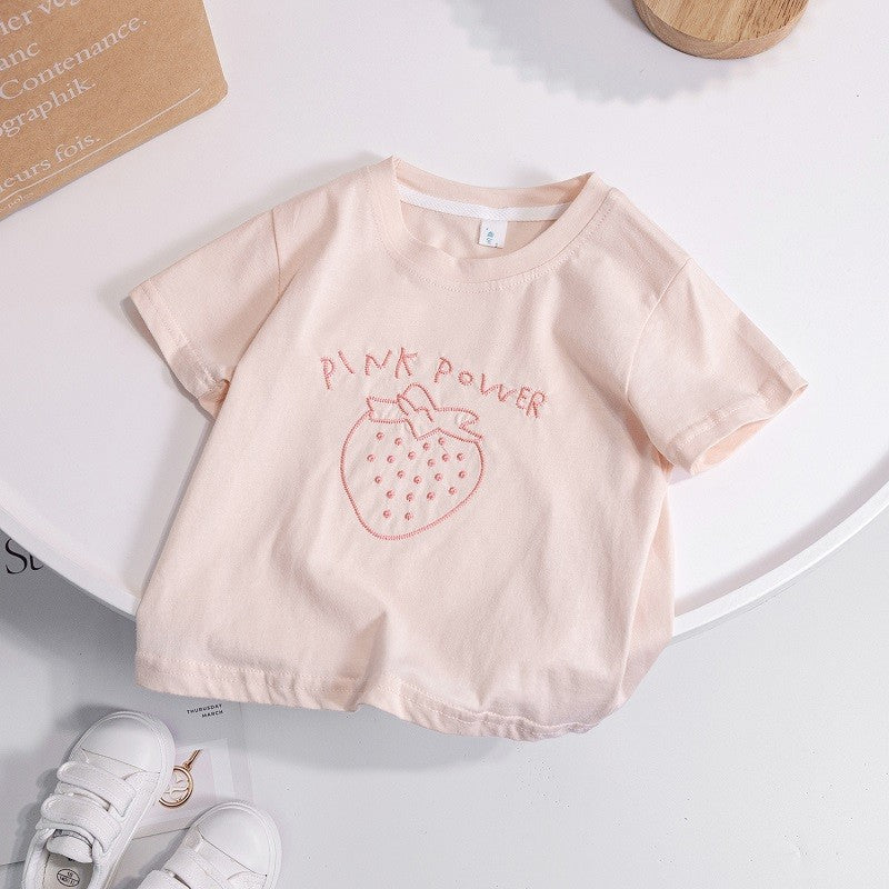 Girls Cotton Summer T-Shirt – Simple Casual Top – T-Shirts – Image 1