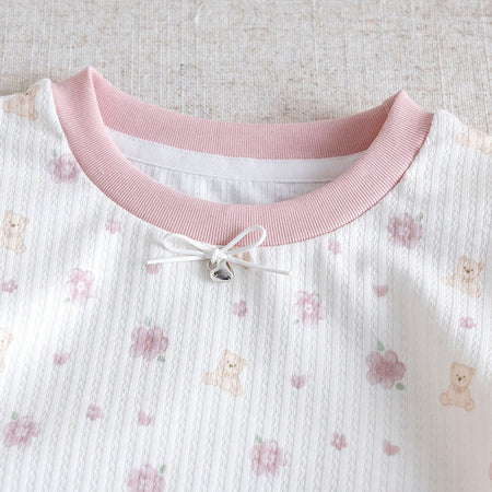 Girls Bubble Sleeve Floral T-Shirt – Cute Summer Top – T-Shirts – Image 3