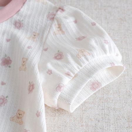 Girls Bubble Sleeve Floral T-Shirt – Cute Summer Top – T-Shirts – Image 4