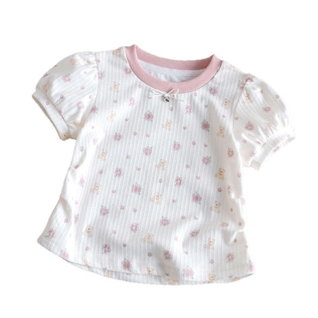 Girls Bubble Sleeve Floral T-Shirt – Cute Summer Top – T-Shirts – Image 5
