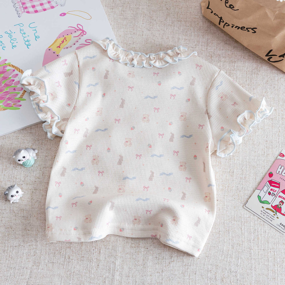 Girls Floral Korean Style T-Shirt – Trendy Summer Top – T-Shirts – Image 2