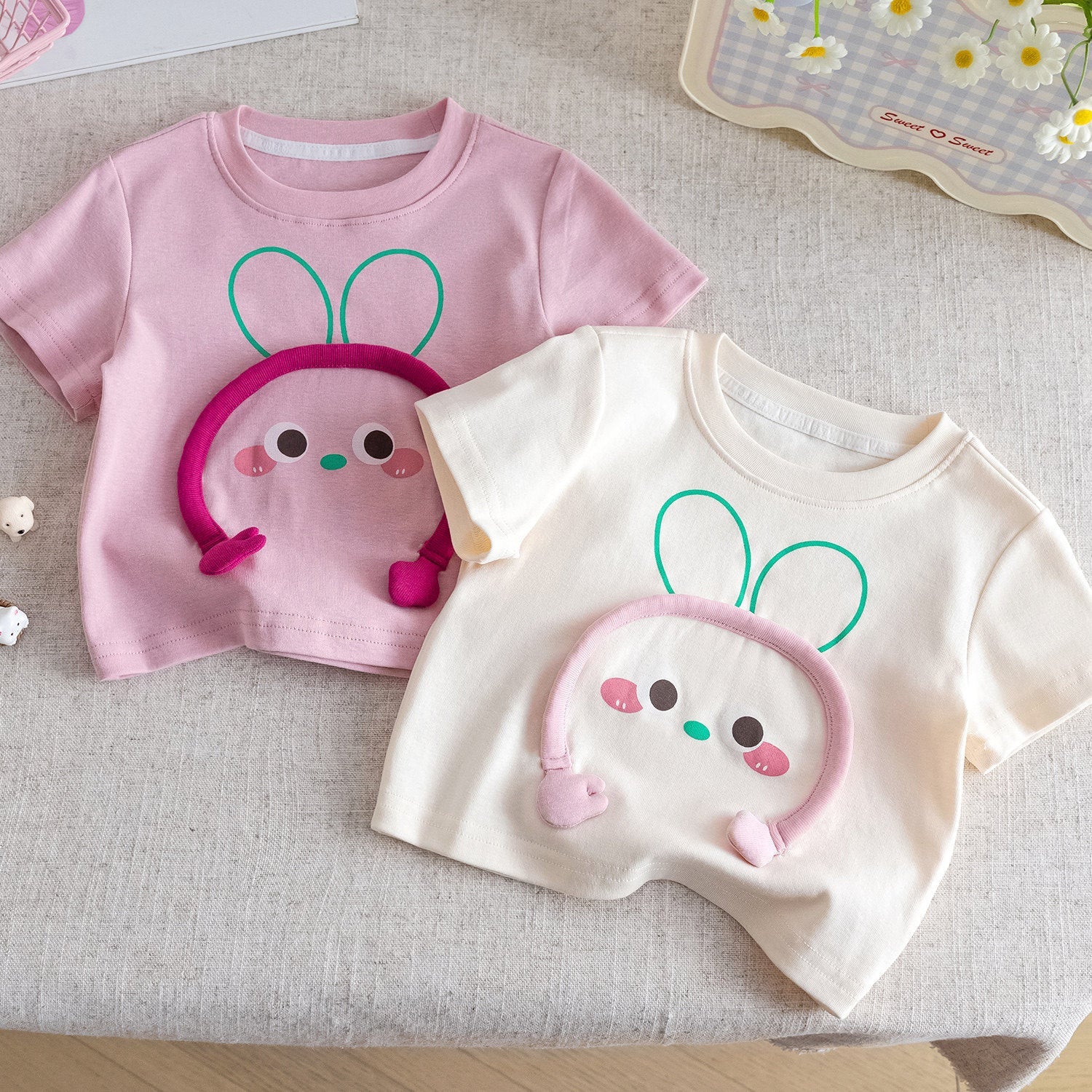 Girls 3D Cartoon Cotton T-Shirt – Cute Summer Top – T-Shirts – Image 1