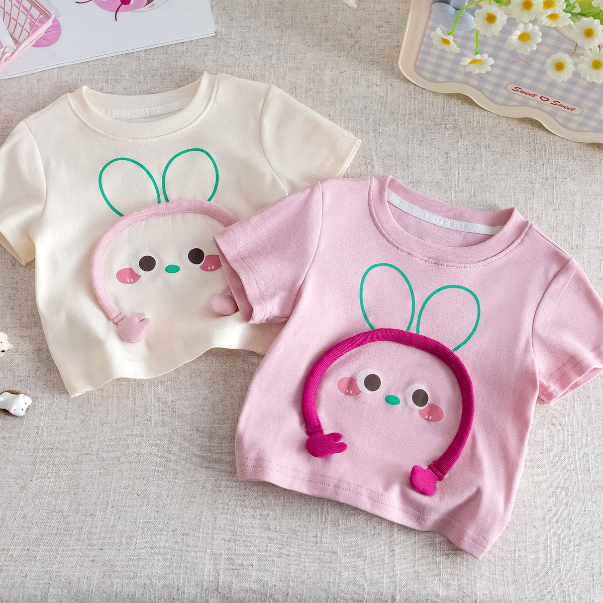 Girls 3D Cartoon Cotton T-Shirt – Cute Summer Top – T-Shirts – Image 2