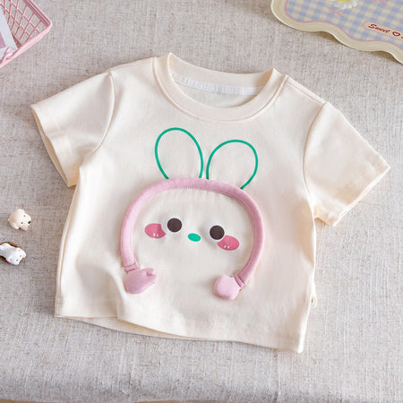 Girls 3D Cartoon Cotton T-Shirt – Cute Summer Top – T-Shirts – Image 3