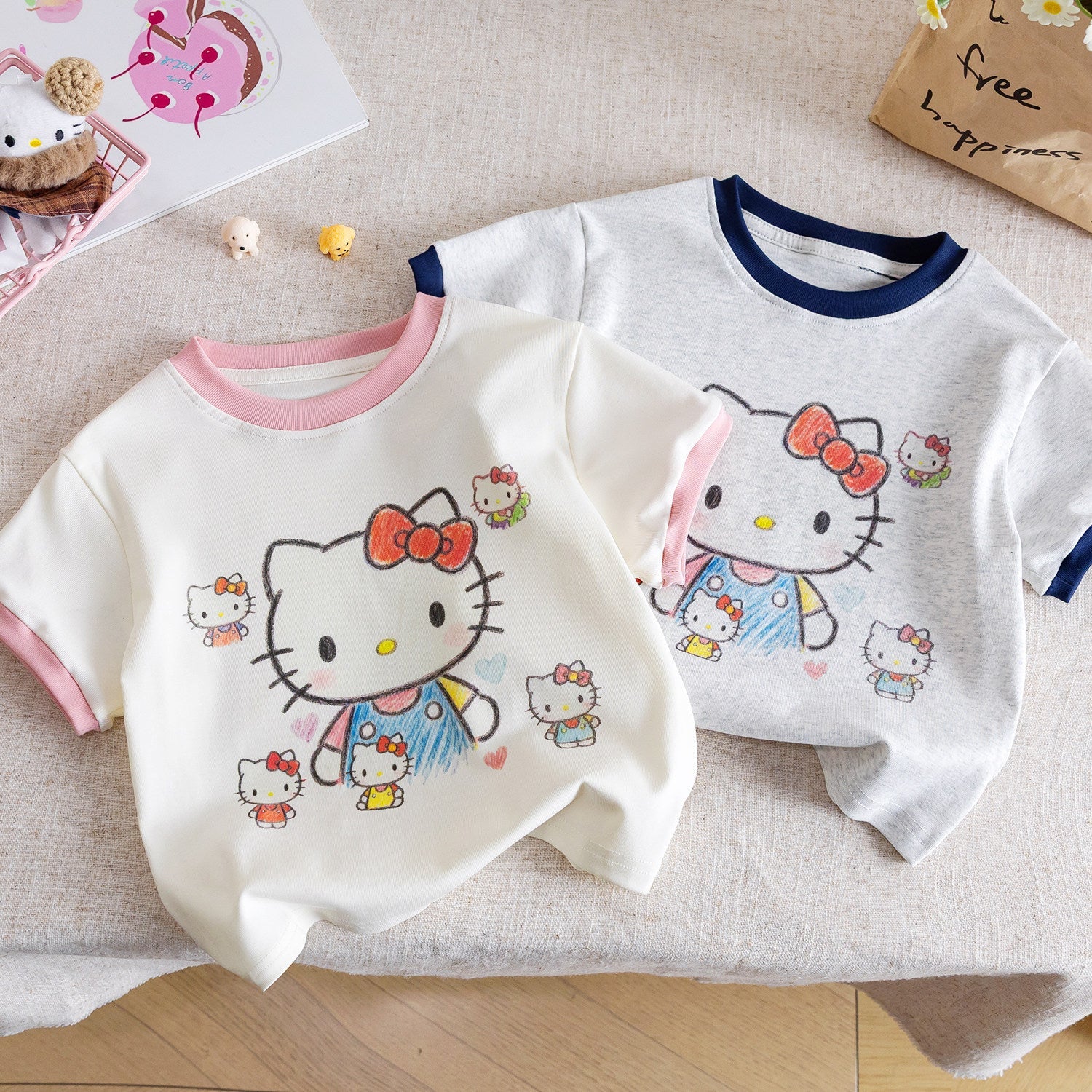 Girls Hello Kitty T-Shirt – Summer Cartoon Round Neck Top – T-Shirts – Image 1