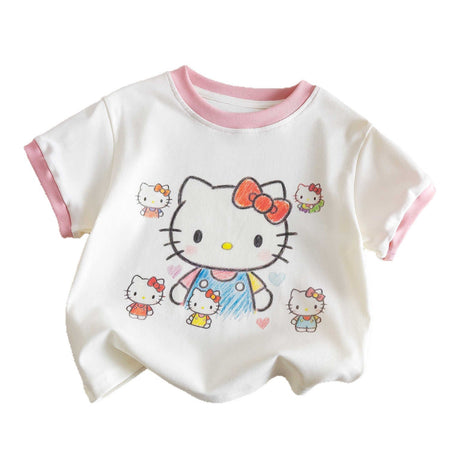 Girls Hello Kitty T-Shirt – Summer Cartoon Round Neck Top – T-Shirts – Image 5