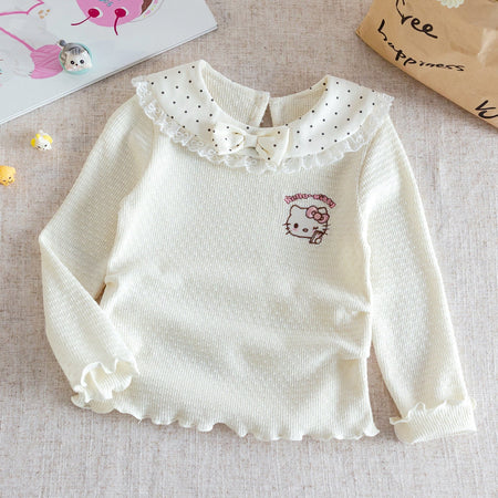 Girls Kitty Cat Long Sleeve T-Shirt – Cute Ruffle Top – T-Shirts – Image 4