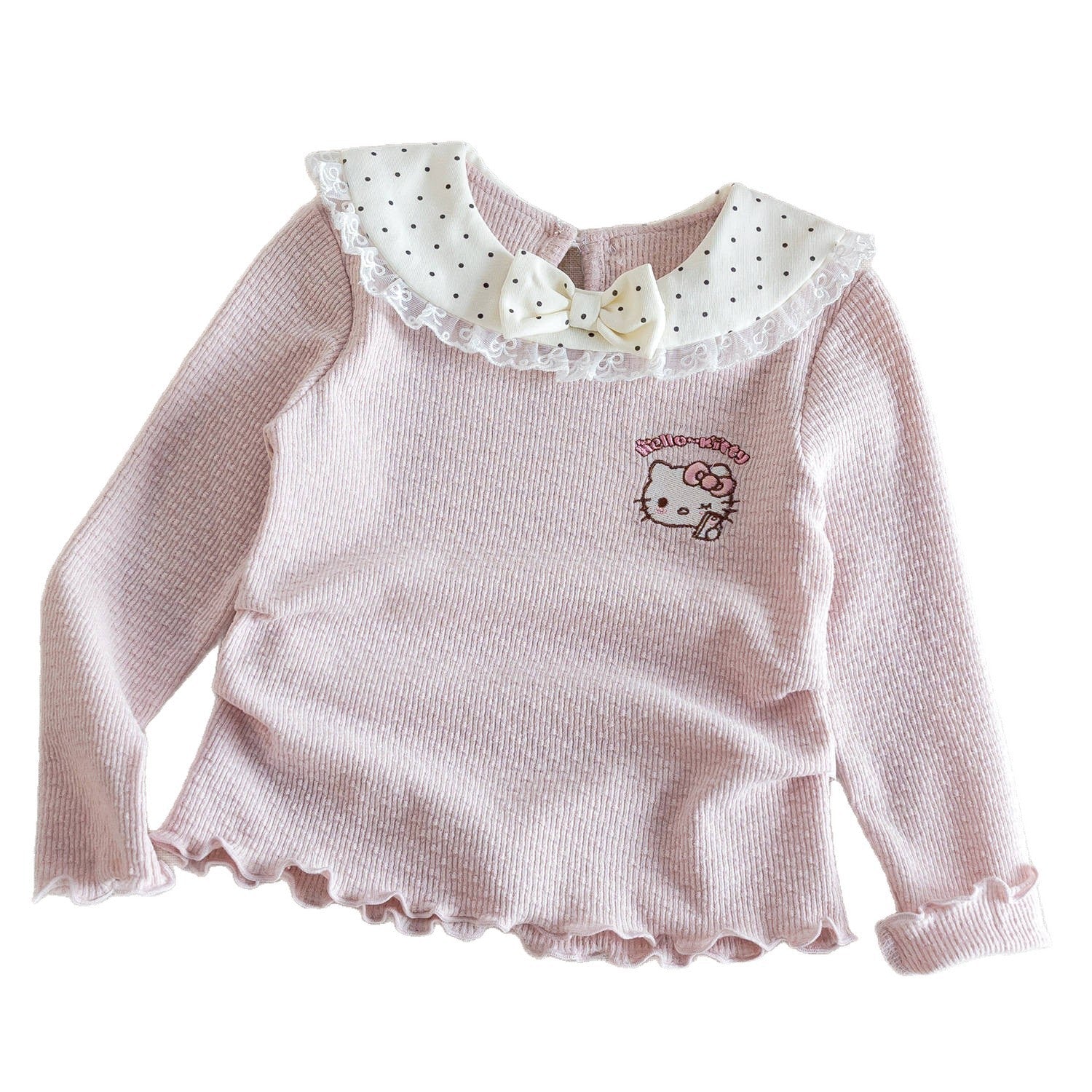 Girls Kitty Cat Long Sleeve T-Shirt – Cute Ruffle Top – T-Shirts – Image 5