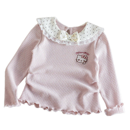 Girls Kitty Cat Long Sleeve T-Shirt – Cute Ruffle Top – T-Shirts – Image 5