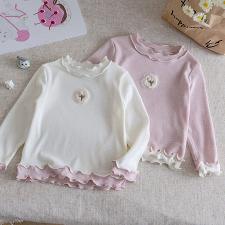 Girls Cotton Lace Long Sleeve Top – Spring Casual Wear – T-Shirts – Image 2