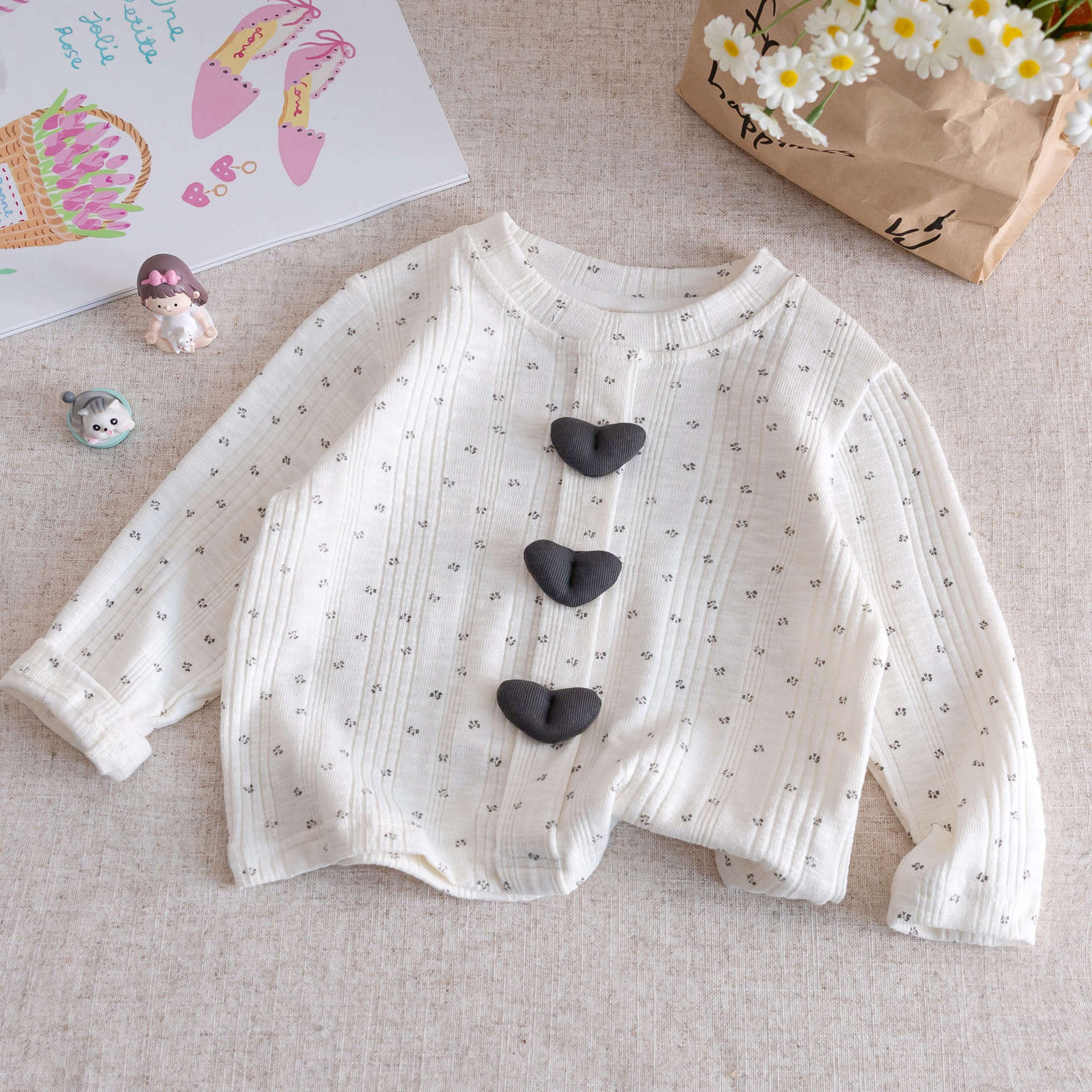 Girls Polka Dot Love Long Sleeve Top – Korean Style – T-Shirts – Image 4