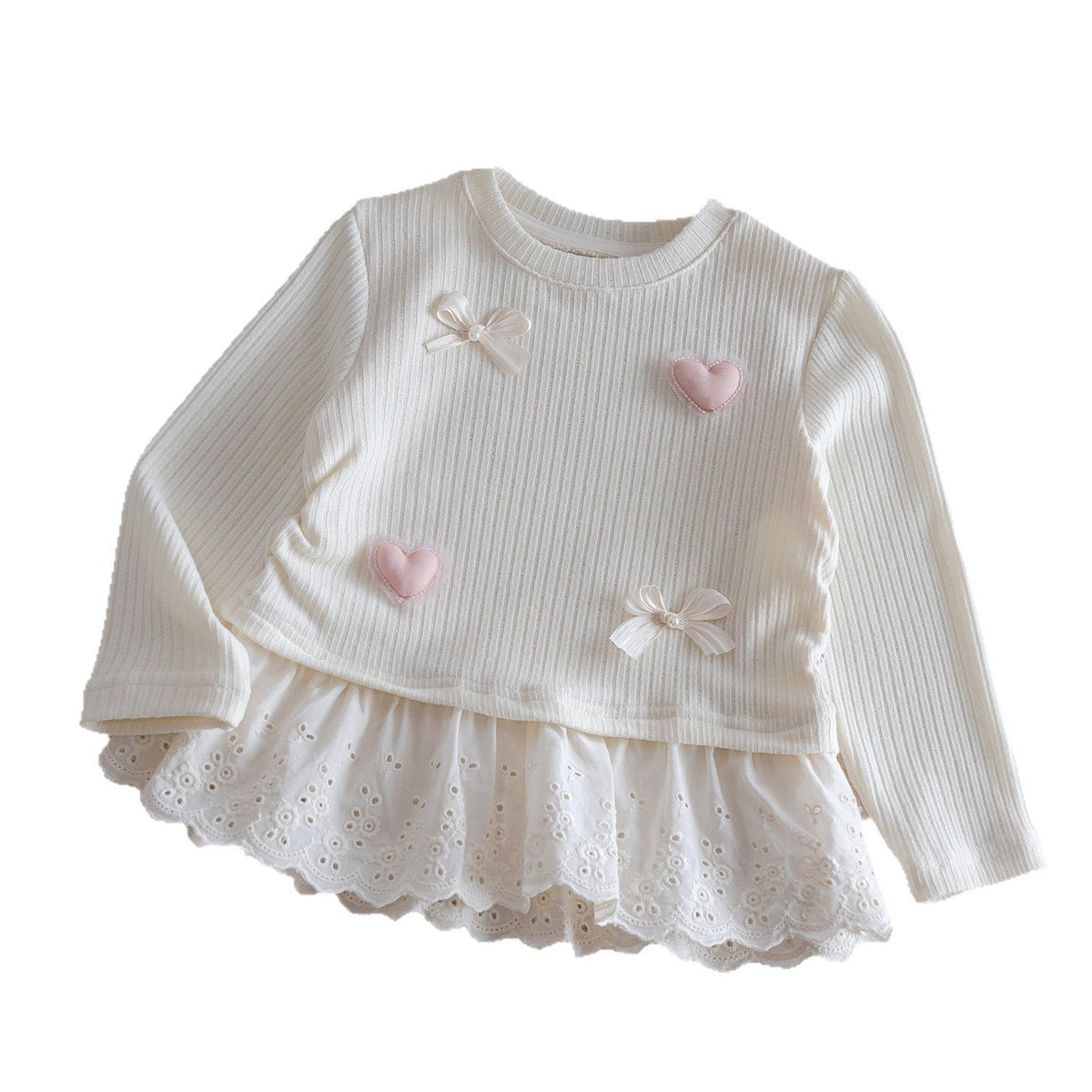Girls Korean Bow Lace Long Sleeve Top – Sweet Style – T-Shirts – Image 5