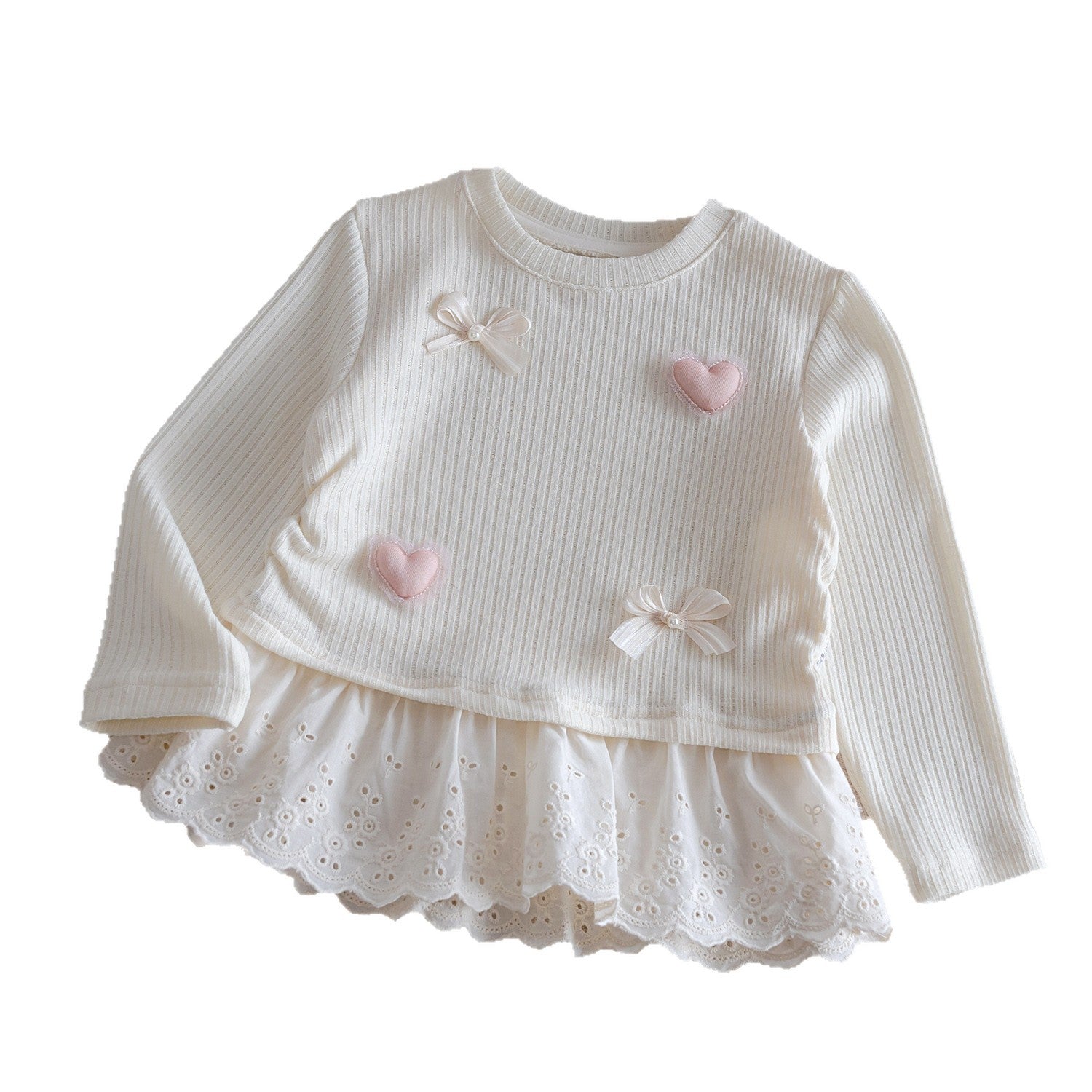 Girls Korean Bow Lace Long Sleeve Top – Sweet Style – T-Shirts – Image 5