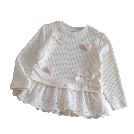 Girls Korean Bow Lace Long Sleeve Top – Sweet Style – T-Shirts – Image 5