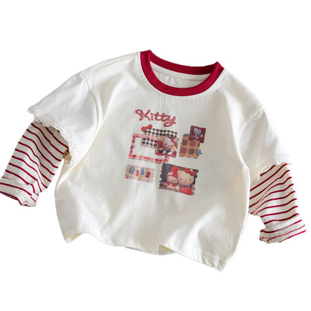 Girls Faux Two-Piece Long Sleeve Top – Stylish Autumn Wear – T-Shirts – Image 5