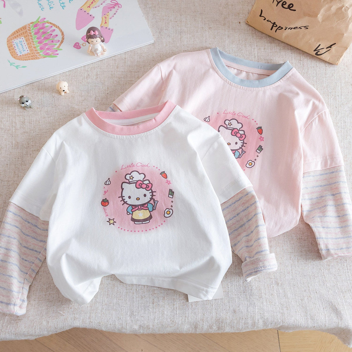 Girls Cartoon Long Sleeve T-Shirt – Korean Spring Top – T-Shirts – Image 1