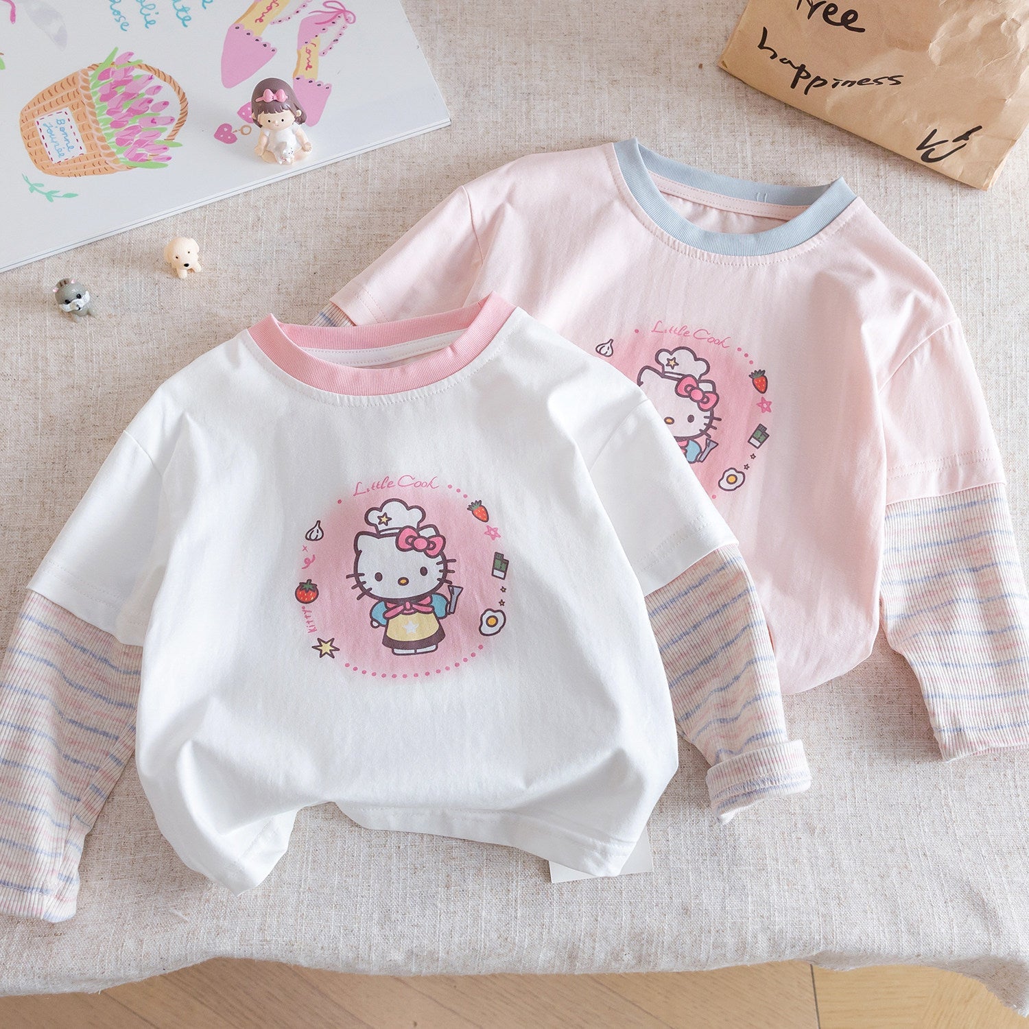 Girls Cartoon Long Sleeve T-Shirt – Korean Spring Top – T-Shirts – Image 1