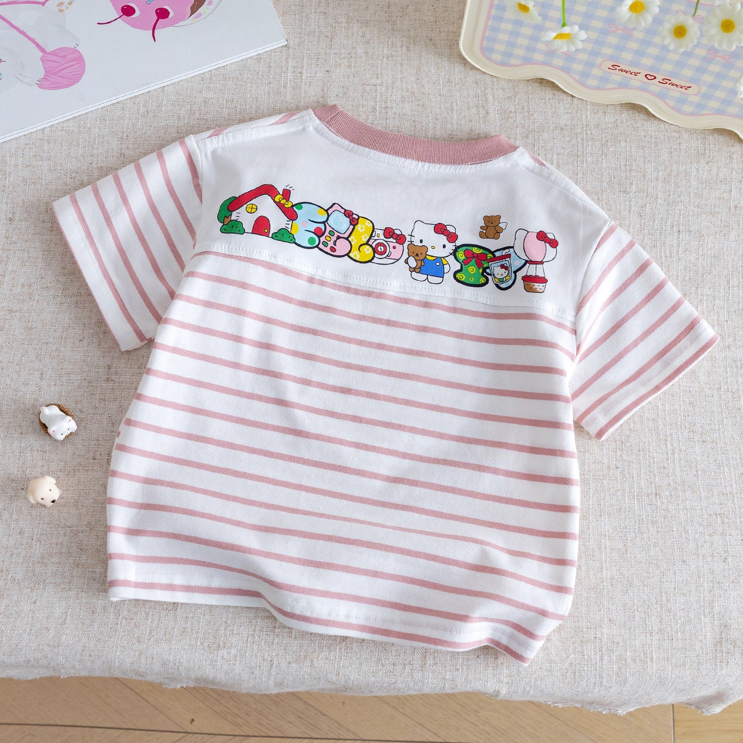 Girls Striped Cartoon T-Shirt – Cute Summer Top – T-Shirts – Image 2