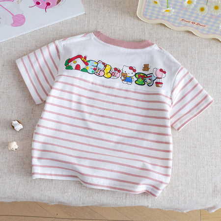 Girls Striped Cartoon T-Shirt – Cute Summer Top – T-Shirts – Image 2