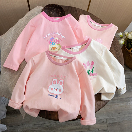 Girls Cartoon Long Sleeve T-Shirt – Spring Autumn Top – T-Shirts – Image 1